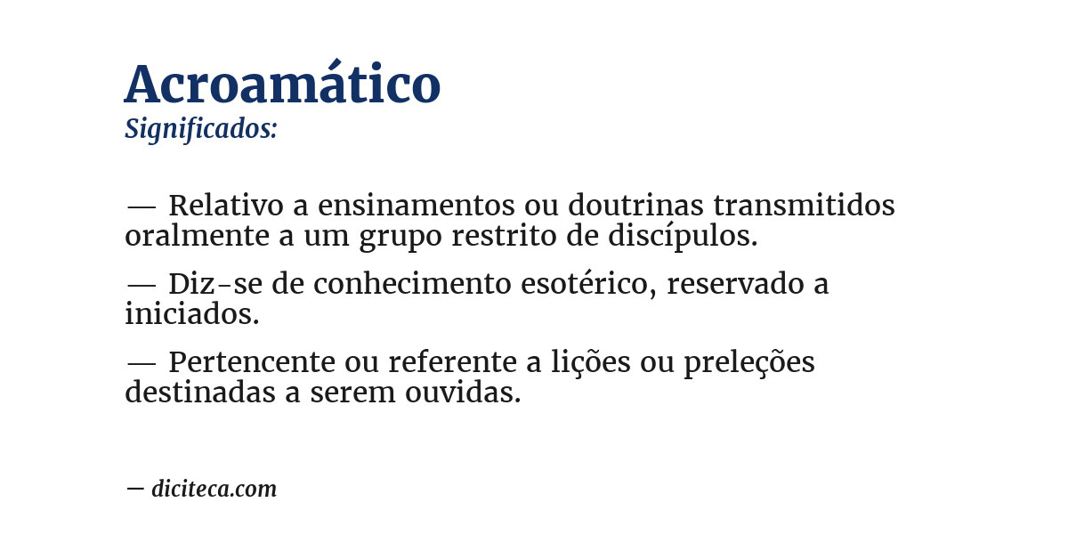 Significado de acroamático