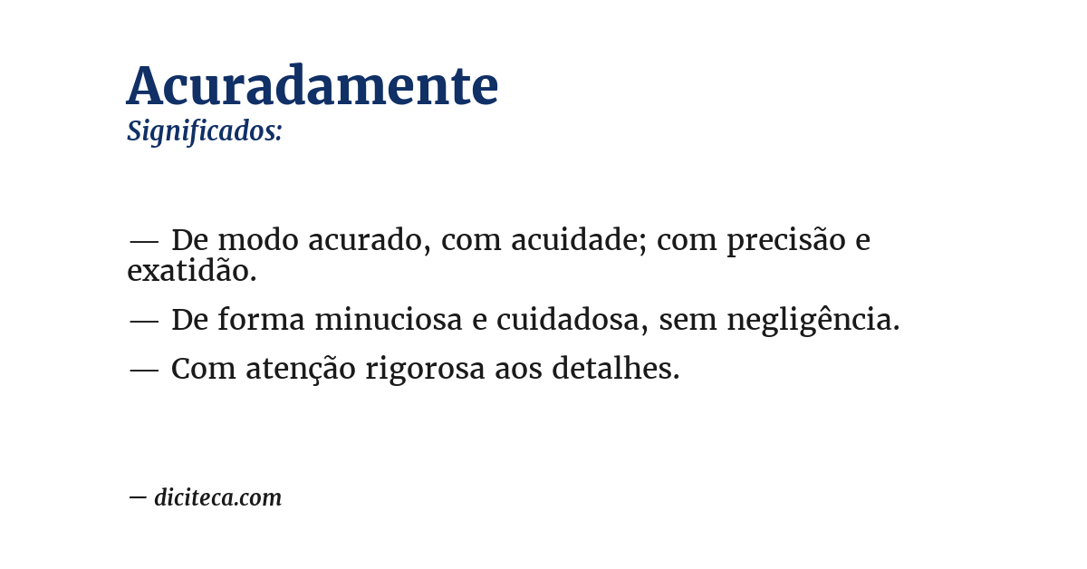 Significado de acuradamente