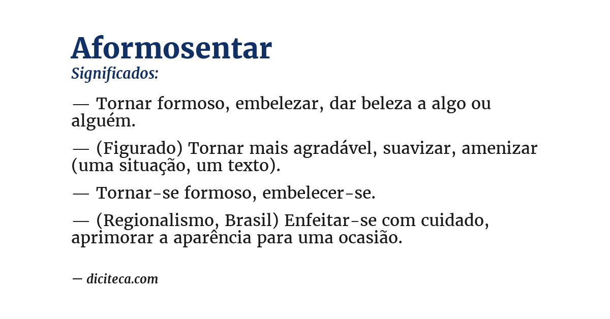 Significado de aformosentar