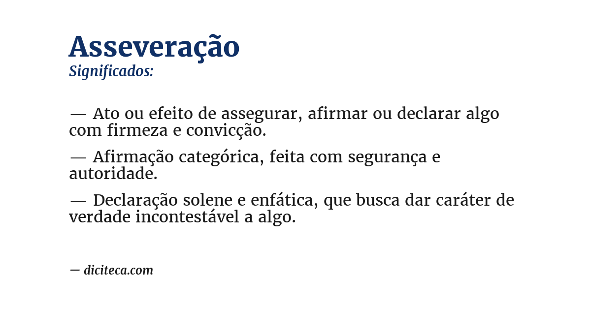 Significado de asseveração