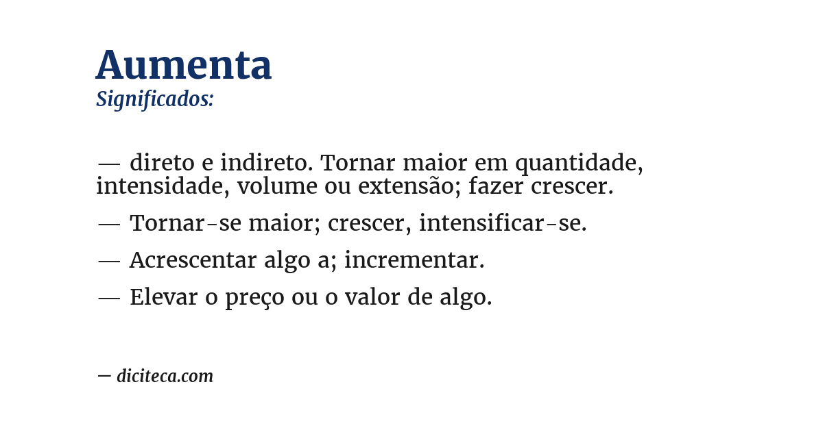 Significado de aumenta