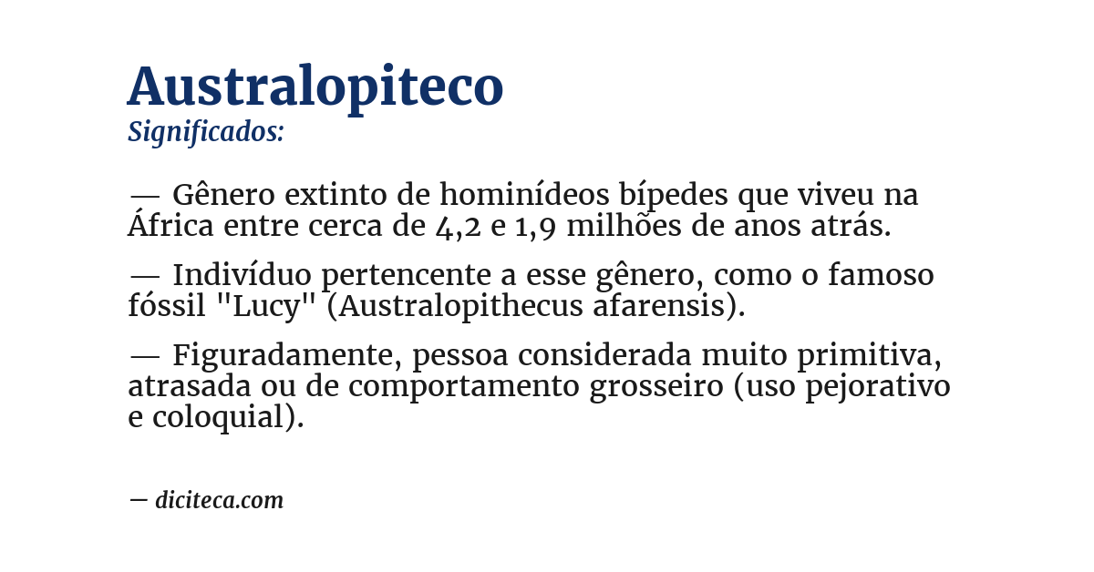 Significado de australopiteco