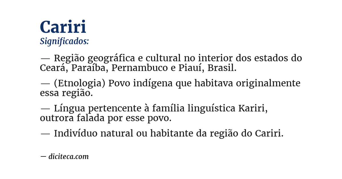 Significado de cariri