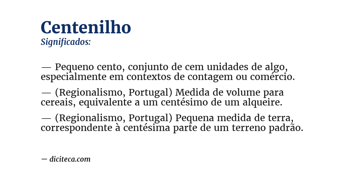 Significado de centenilho