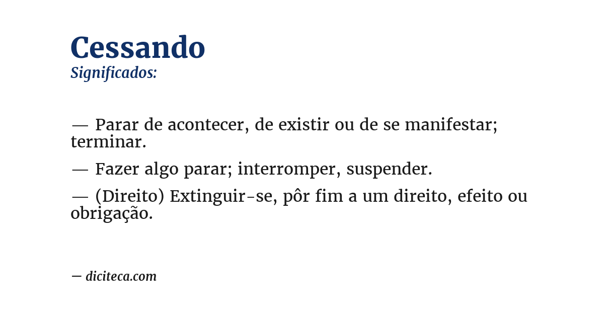 Significado de cessando