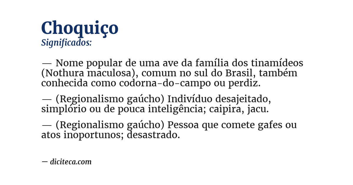 Significado de choquiço