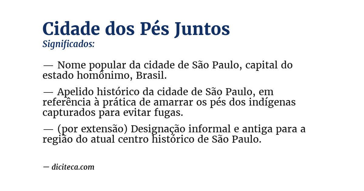 Significado de cidade dos pés juntos