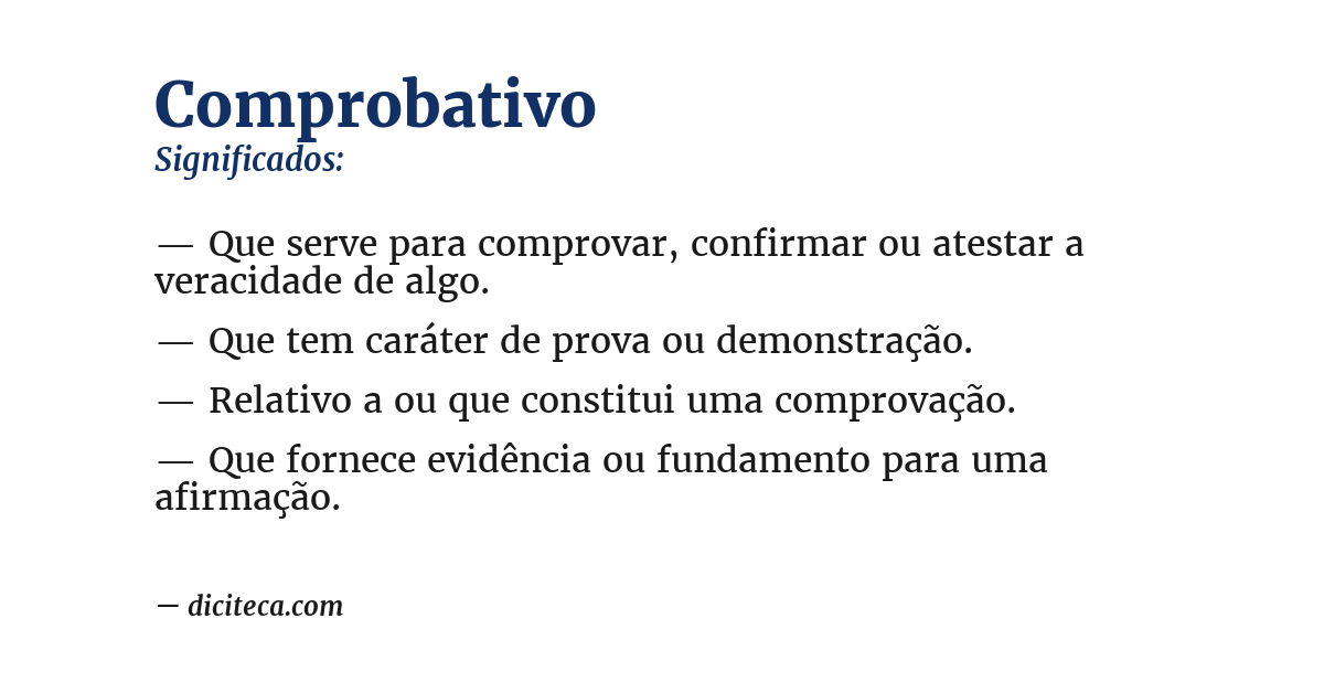 Significado de comprobativo