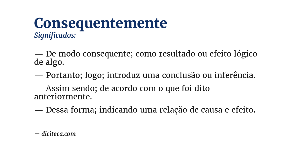 Significado de consequentemente