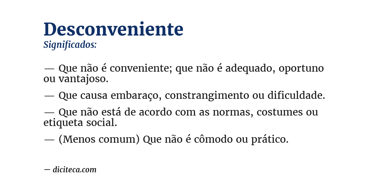 Significado de desconveniente