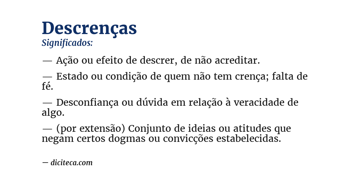 Significado de descrenças