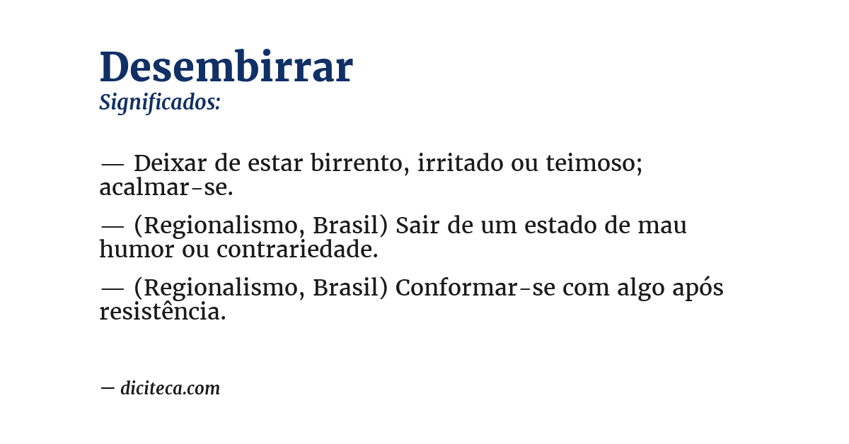 Significado de desembirrar