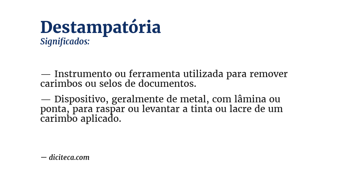 Significado de destampatória
