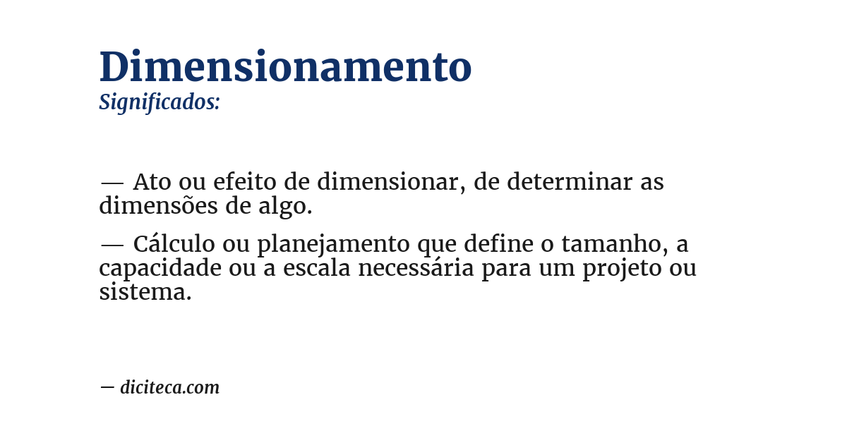 Significado de dimensionamento