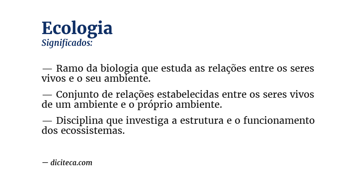 Significado de ecologia