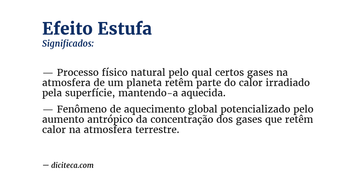 Significado de efeito estufa