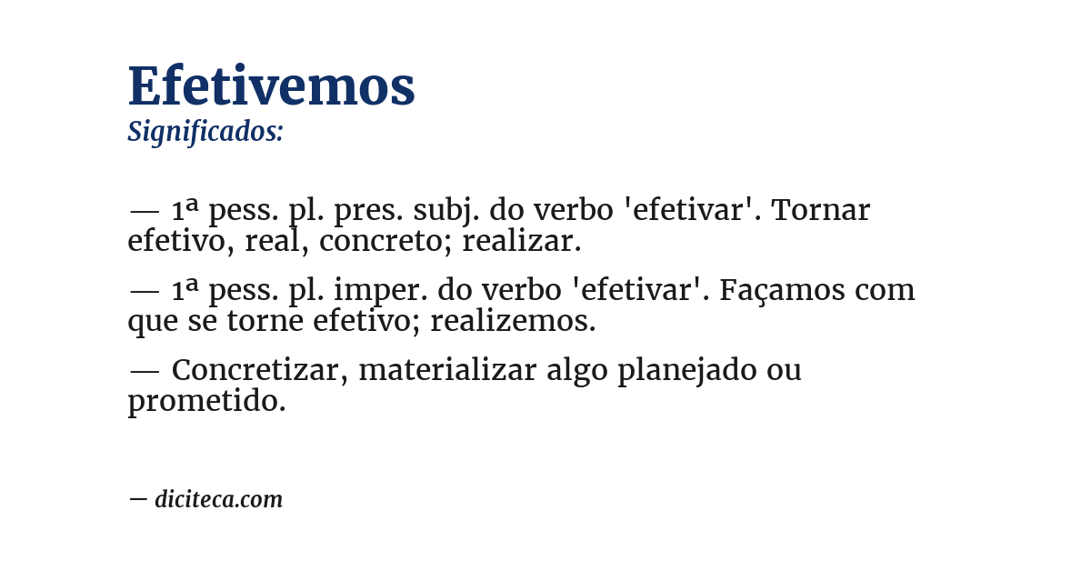 Significado de efetivemos