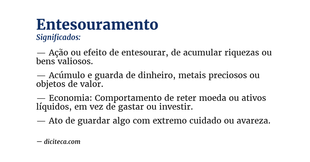 Significado de entesouramento