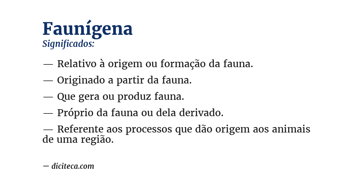 Significado de faunígena