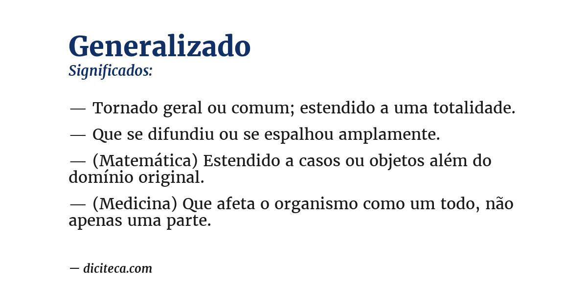 Significado de generalizado