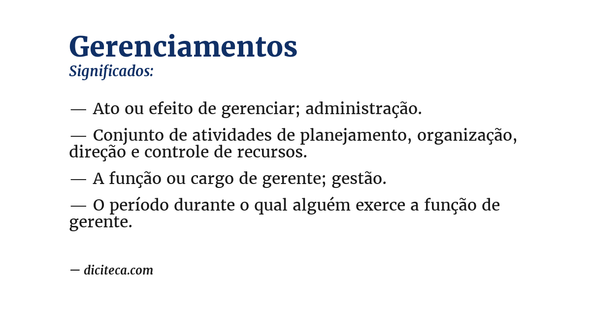 Significado de gerenciamentos