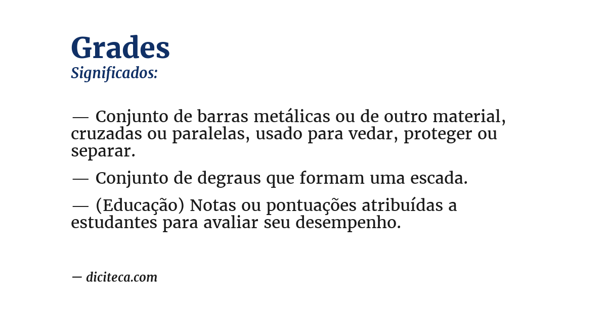 Significado de grades