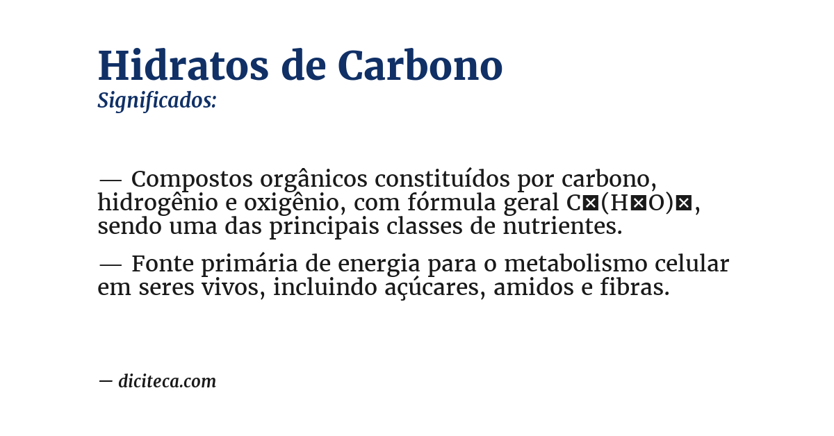 Significado de hidratos de carbono