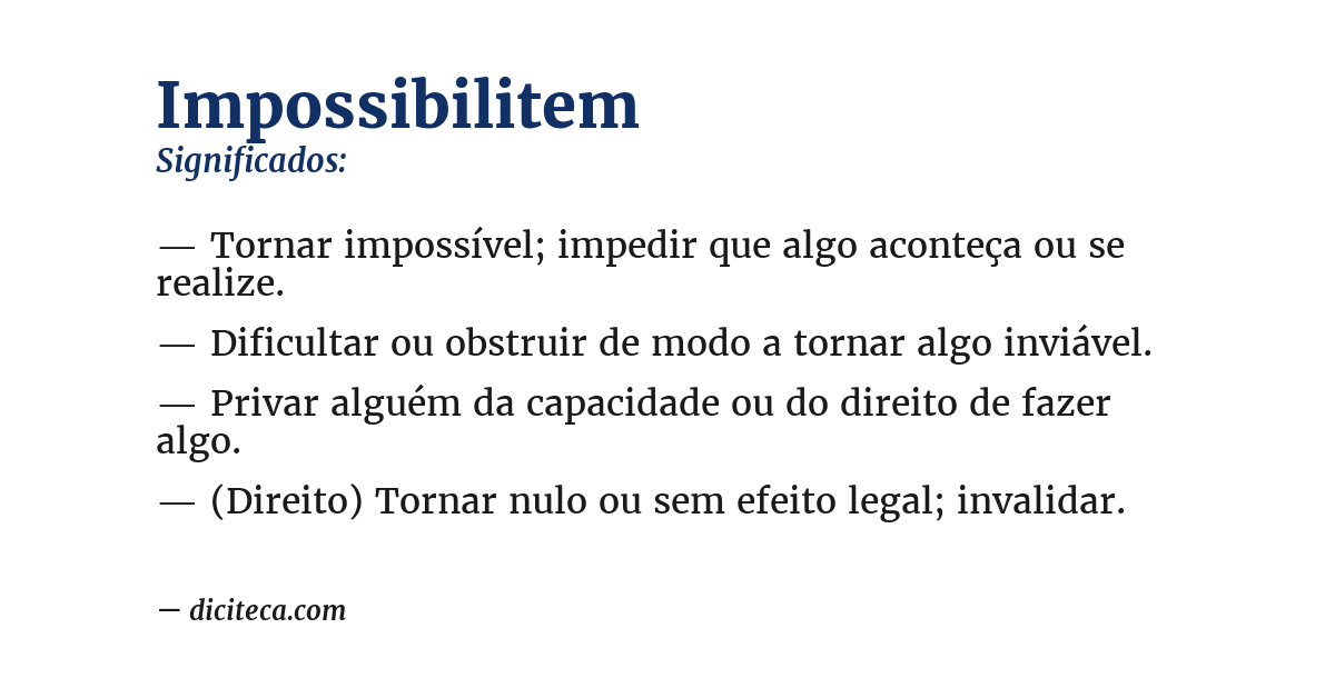 Significado de impossibilitem