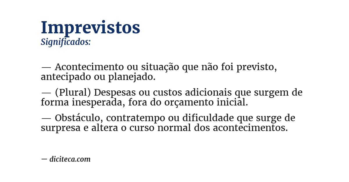 Significado de imprevistos