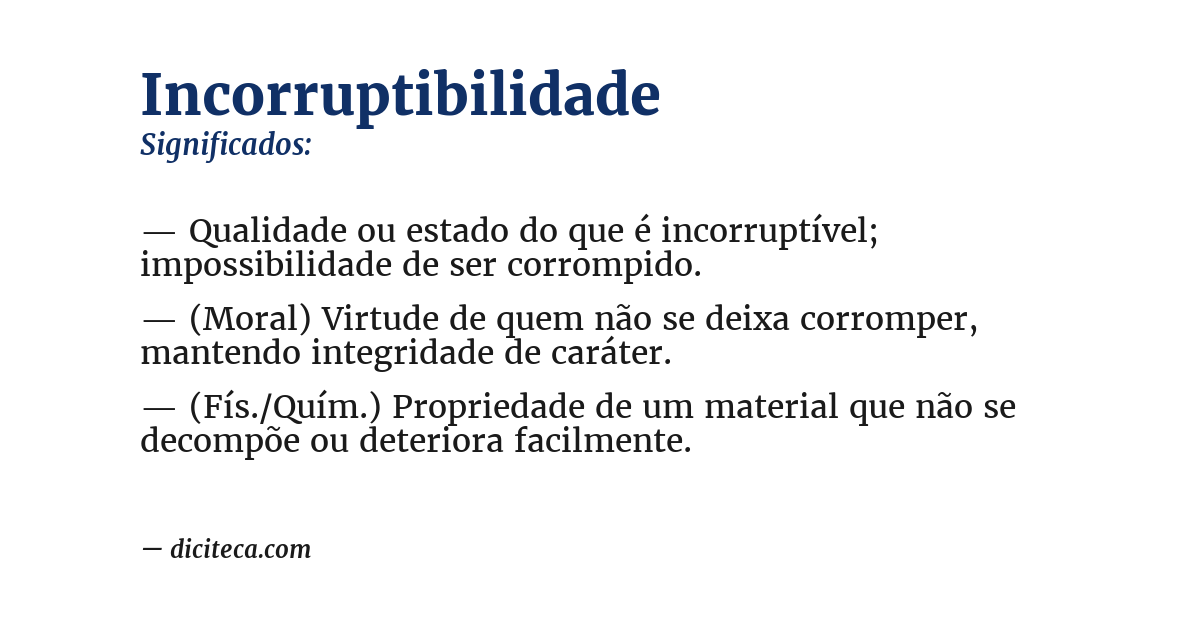 Significado de incorruptibilidade