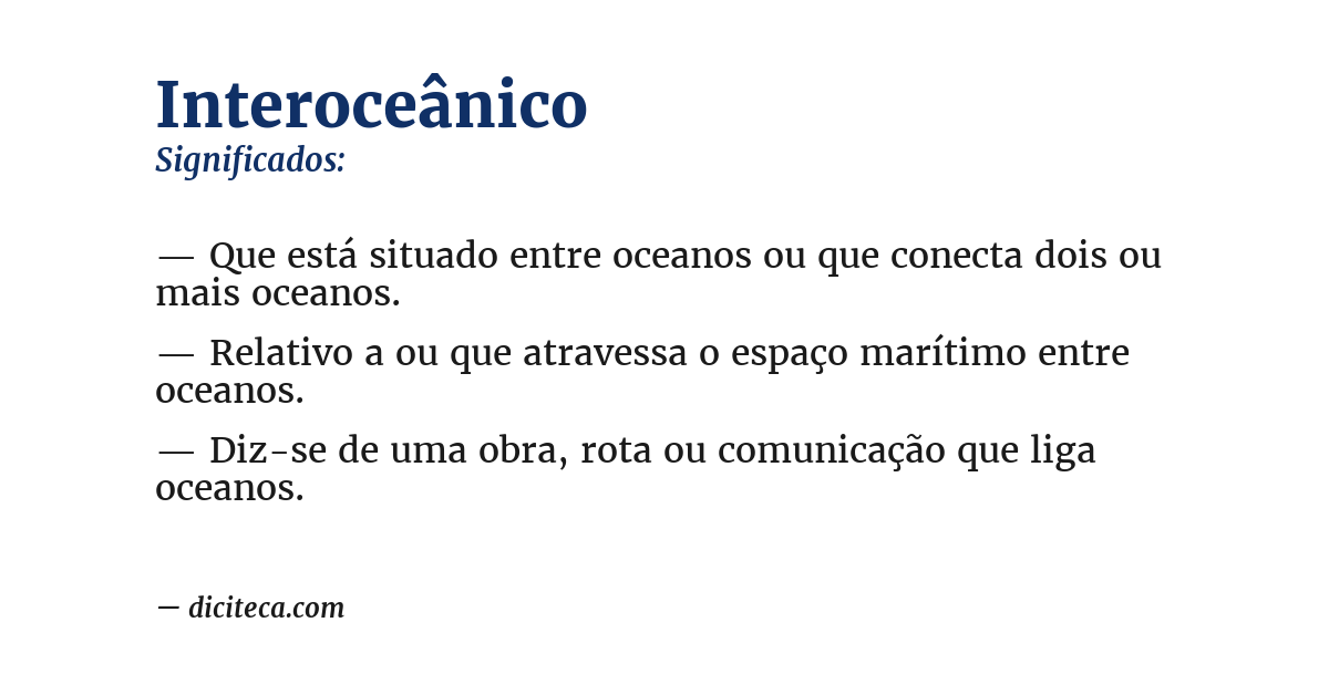 Significado de interoceânico