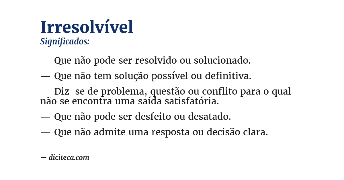 Significado de irresolvível