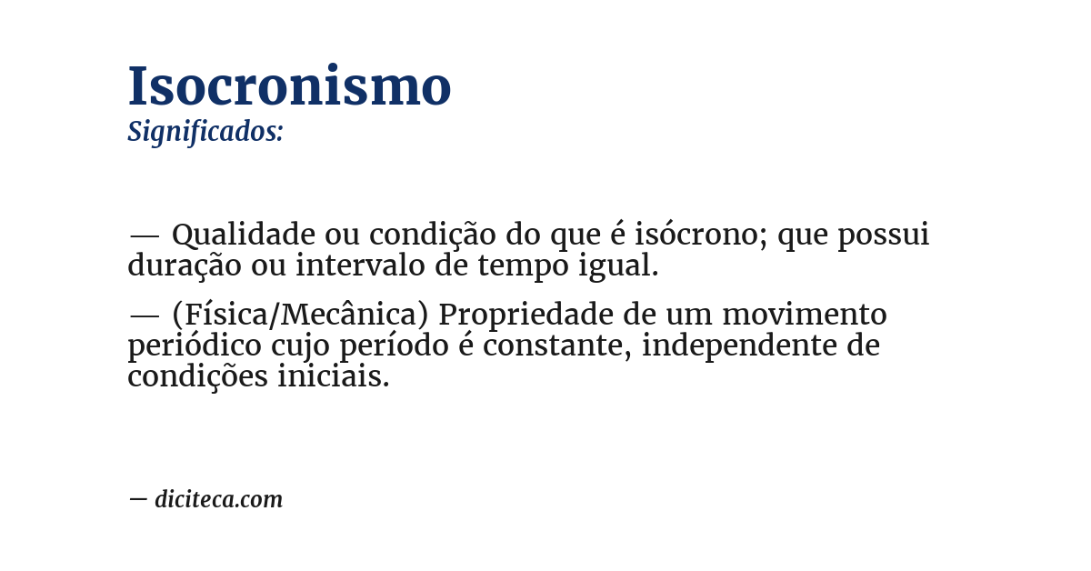 Significado de isocronismo