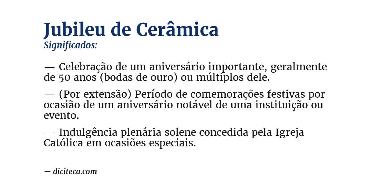 Significado de jubileu de cerâmica