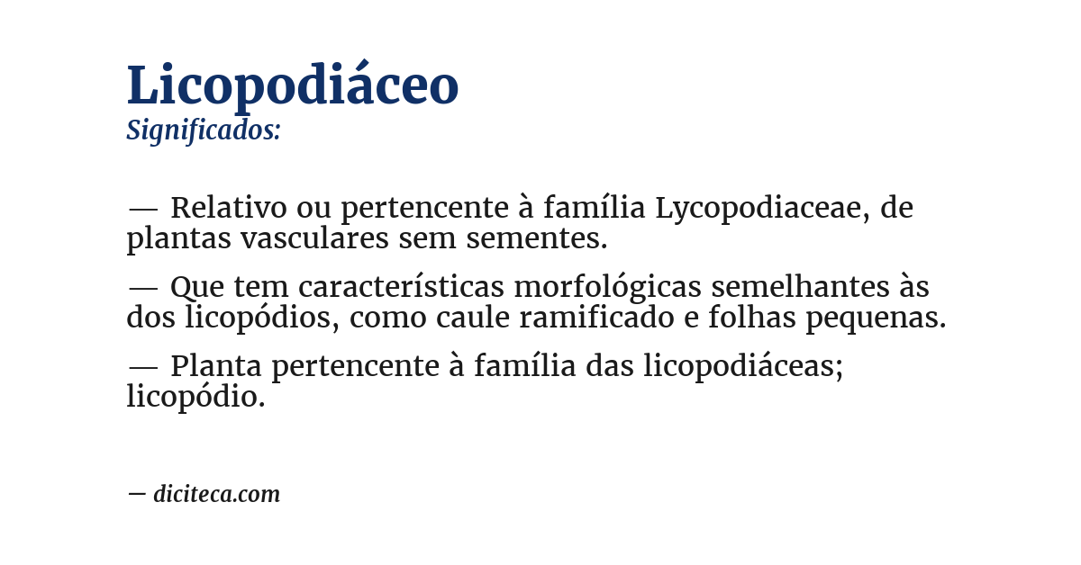 Significado de licopodiáceo