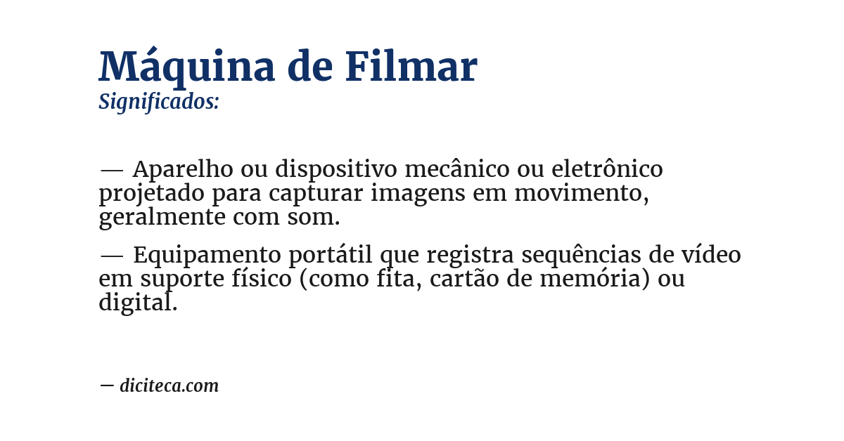 Significado de máquina de filmar