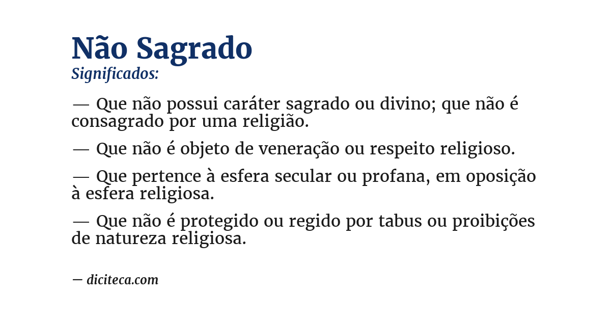 Significado de não sagrado