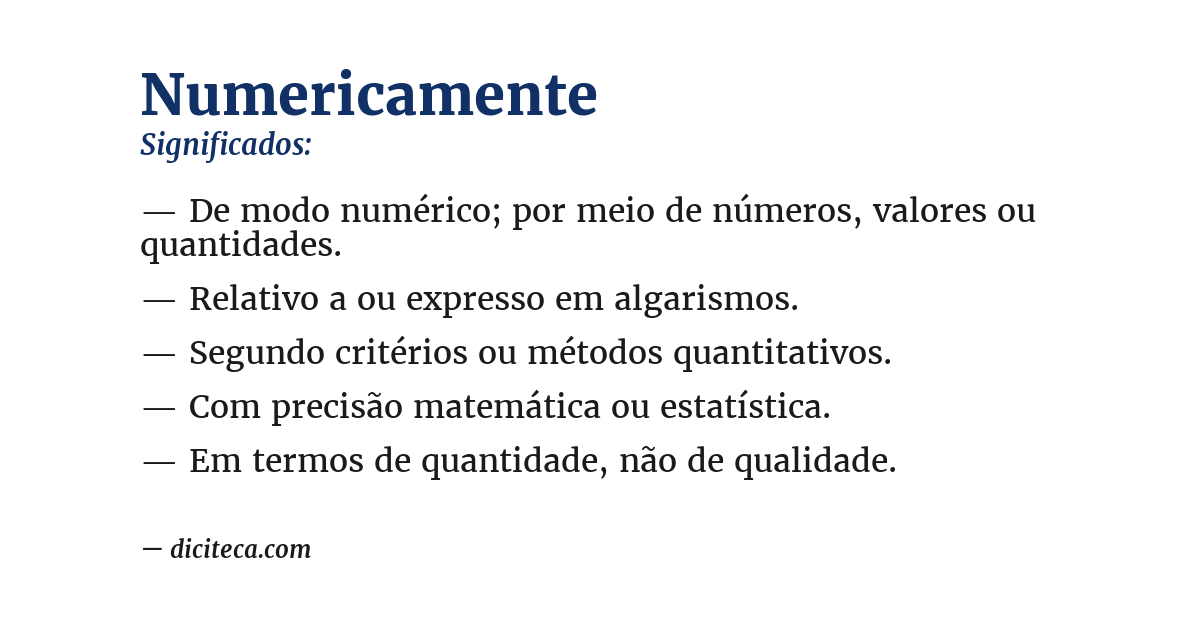Significado de numericamente