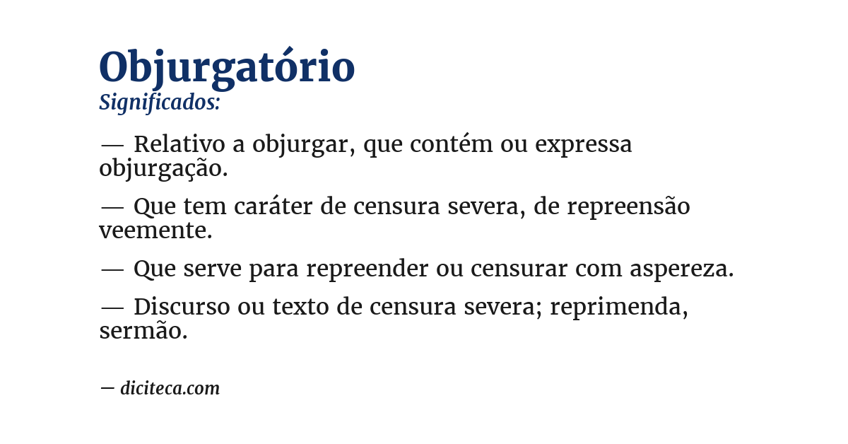Significado de objurgatório