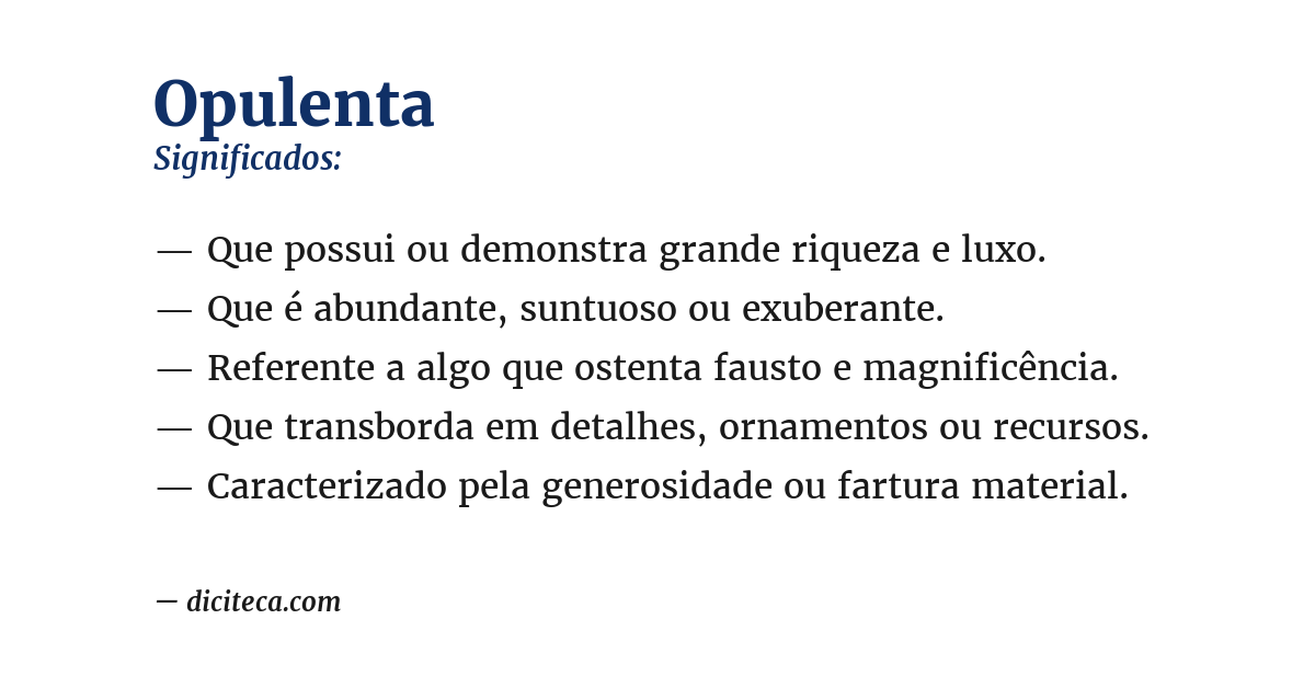 Significado de opulenta