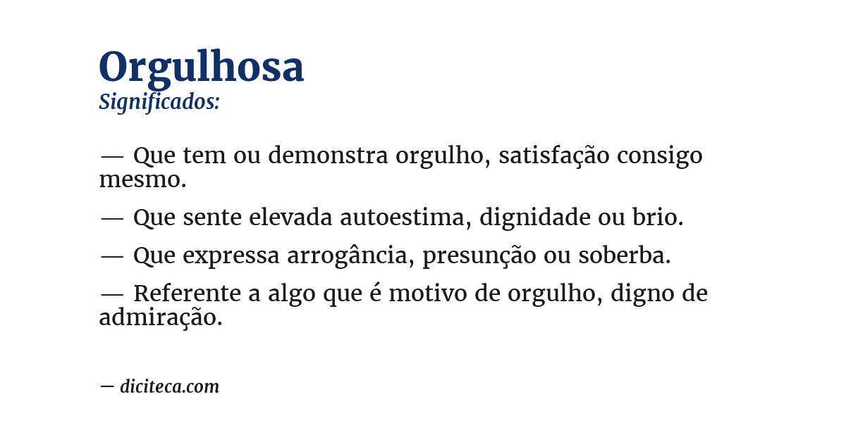 Significado de orgulhosa