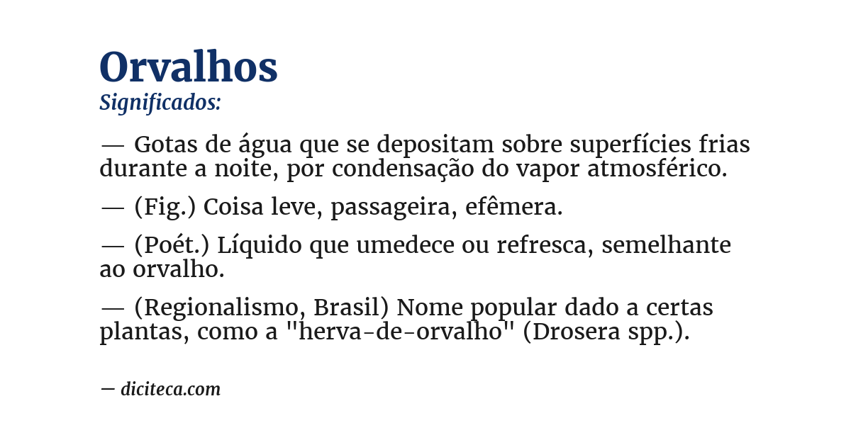 Significado de orvalhos