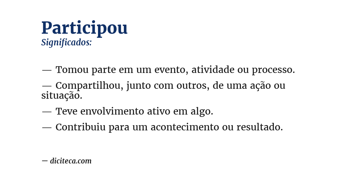 Significado de participou