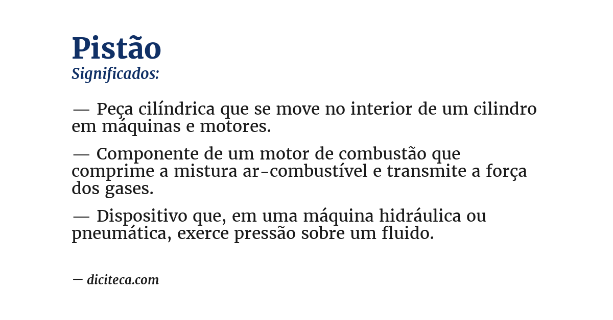 Significado de pistão