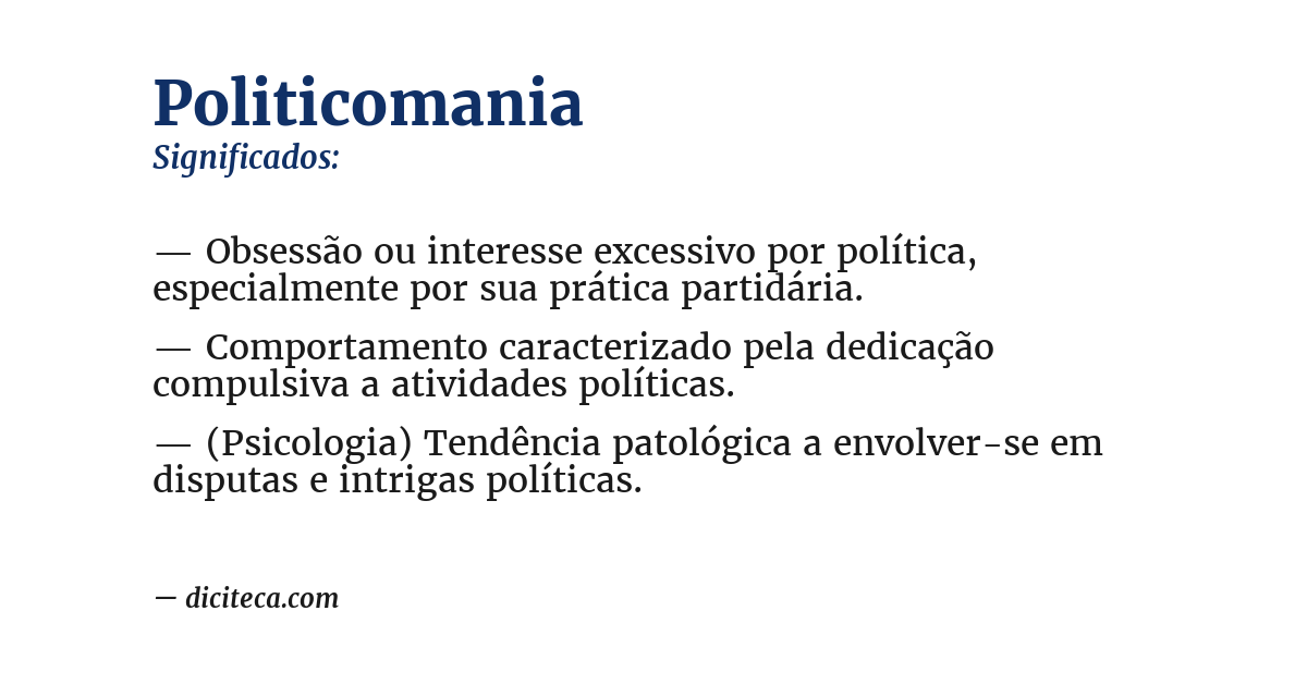 Significado de politicomania