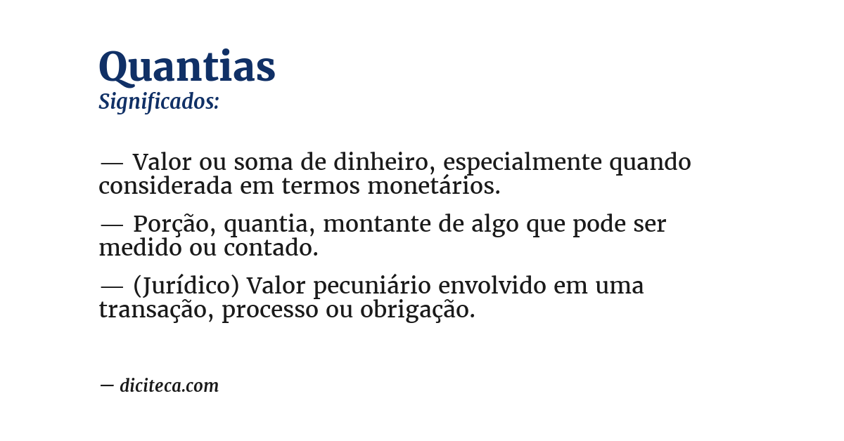 Significado de quantias