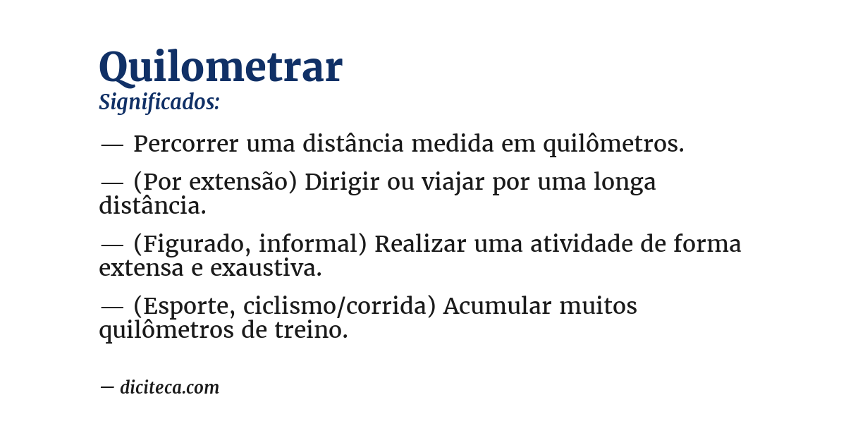Significado de quilometrar