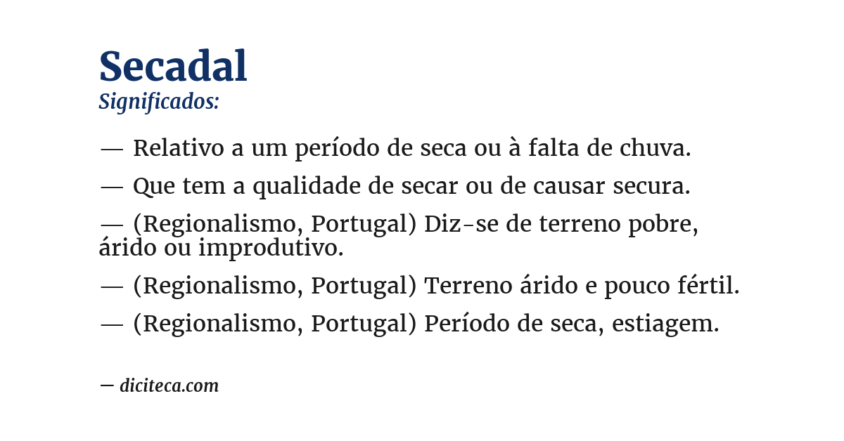 Significado de secadal