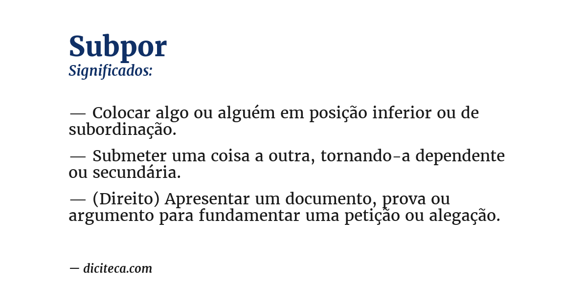 Significado de subpor