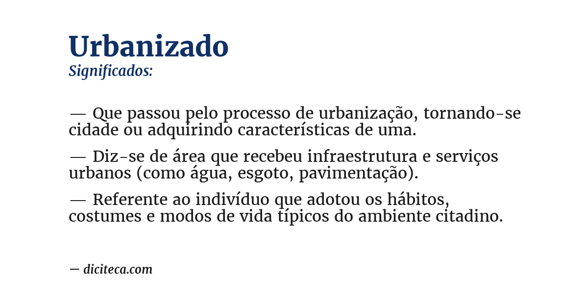 Significado de urbanizado